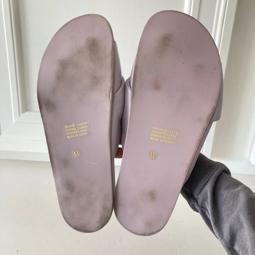 Anthropologie Silent D Herron Lilac Faux Leather Knot Strap Slides Sz 41